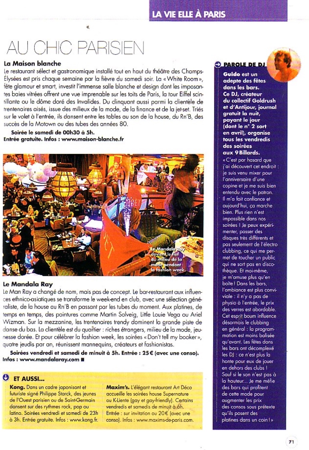 Article du magazine Elle sur Don't Tell My Booker et Cyril Peret, page 3