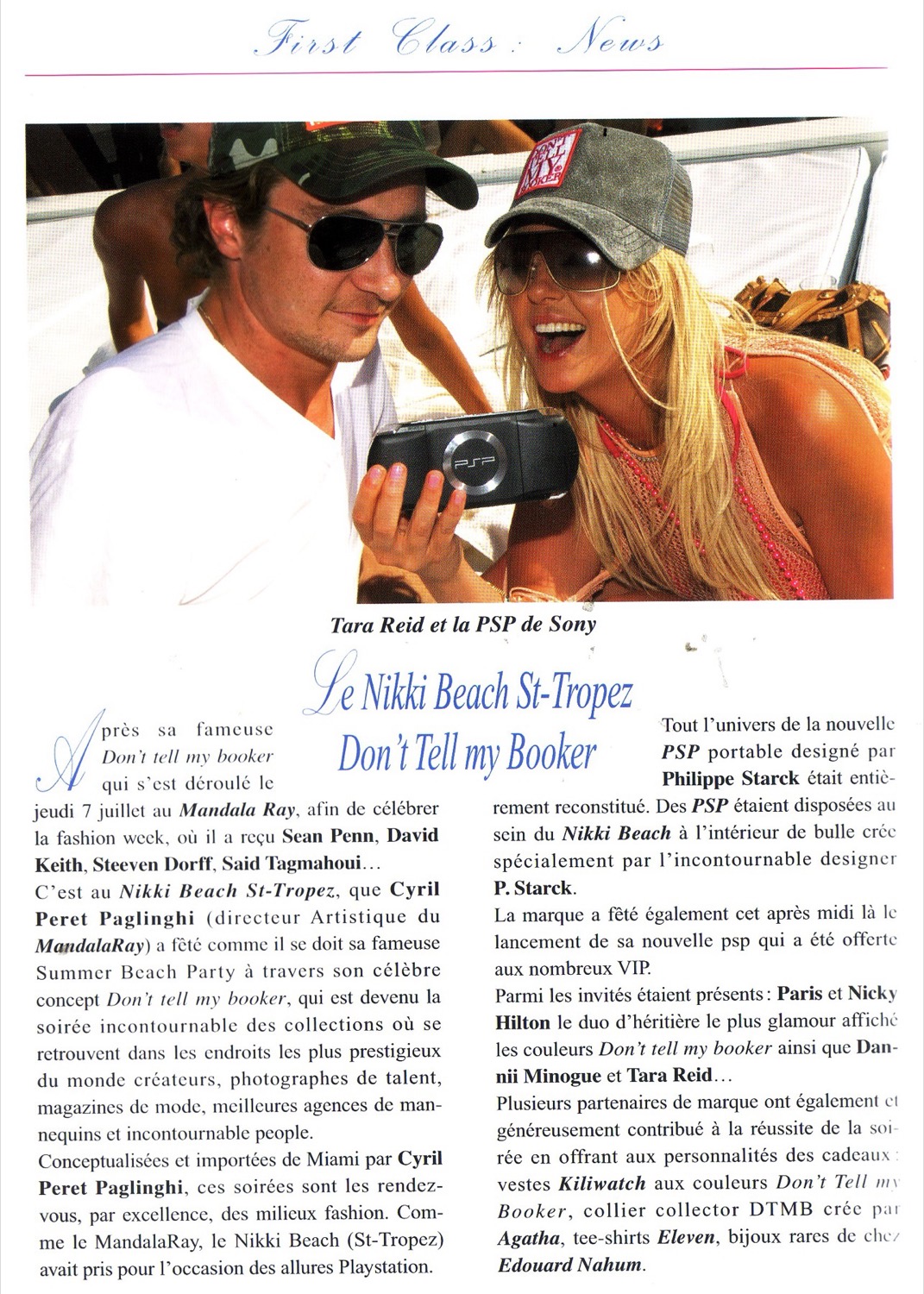 Article du magazine First Class sur Don't Tell My Booker et Cyril Peret, page 2