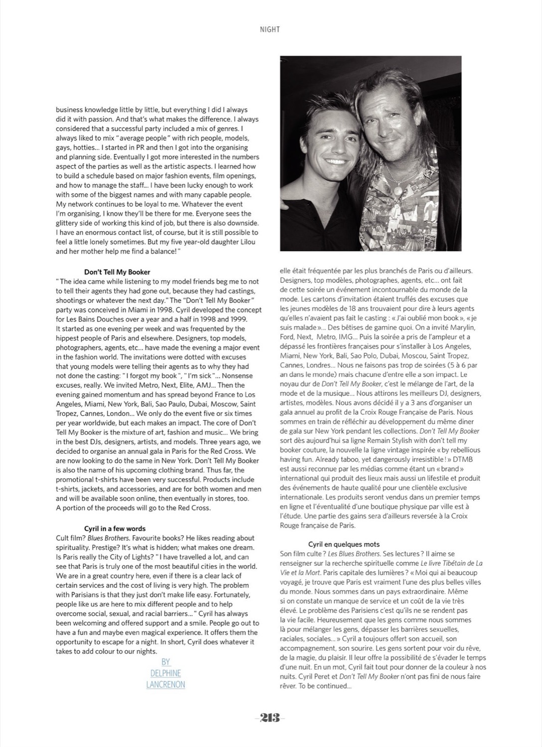 Article du magazine Prestige International sur Don't Tell My Booker et Cyril Peret, page 3